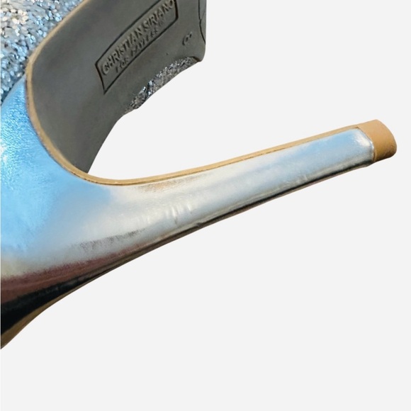 Christian Siriano By Payless Silver Glitter Disco Heels 4” Stiletto Women’s 8 - Picture 7 of 8